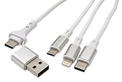 USB 2.0 kabel USB C+ A -  USB C + micro USB B + Lightning, 1,2 m